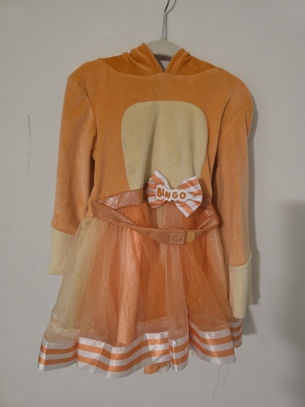 Orange Bingo Plush Hooded Kids Costume Dress